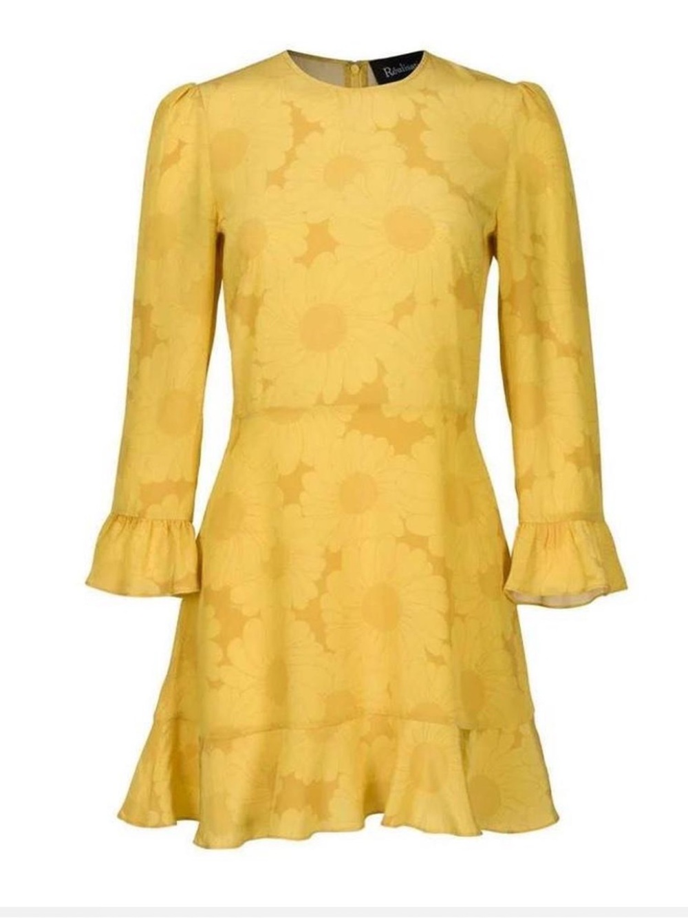 Realisation Par Mary Jane Silk Mini Dress in Sunflower Print Medium Celeb Fav